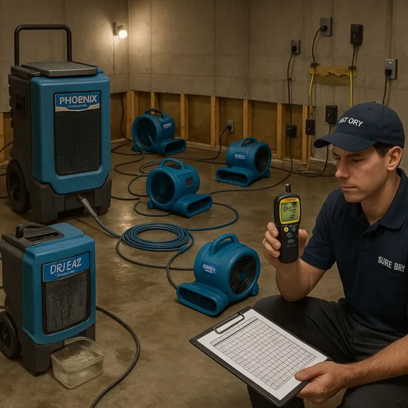 Structural Drying and Dehumidification process in Smithville, TX